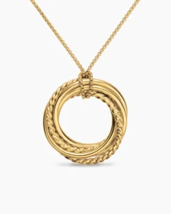 Crossover Pendant Necklace 18K Yellow Gold with Diamonds, 21mm