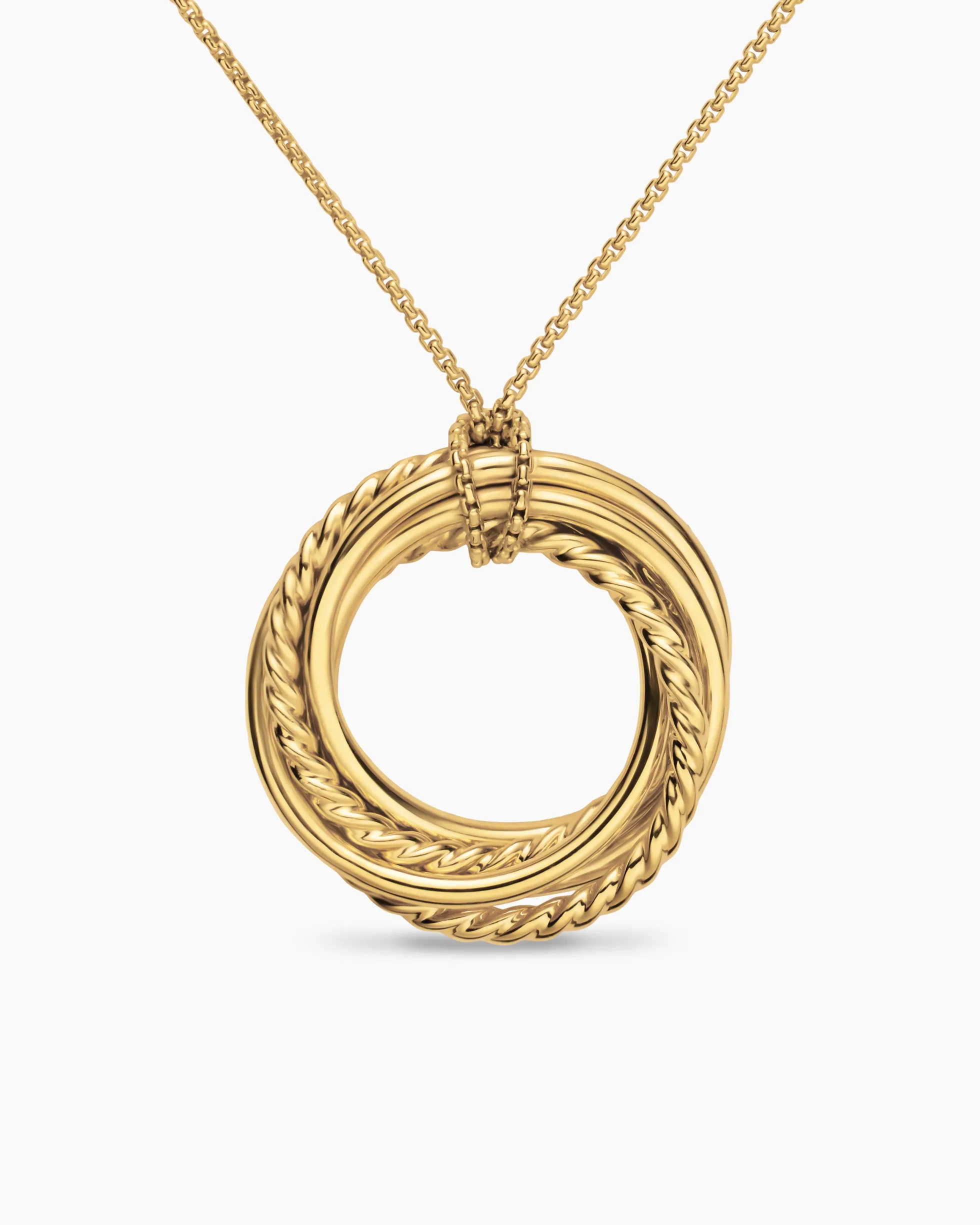 Crossover Pendant Necklace 18K Yellow Gold with Diamonds, 21mm