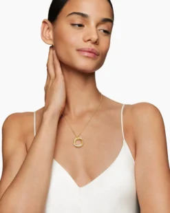 Crossover Pendant Necklace 18K Yellow Gold with Diamonds, 21mm