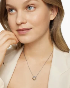 Crossover Pendant Necklace Sterling Silver with 18K Yellow Gold, 14.5mm