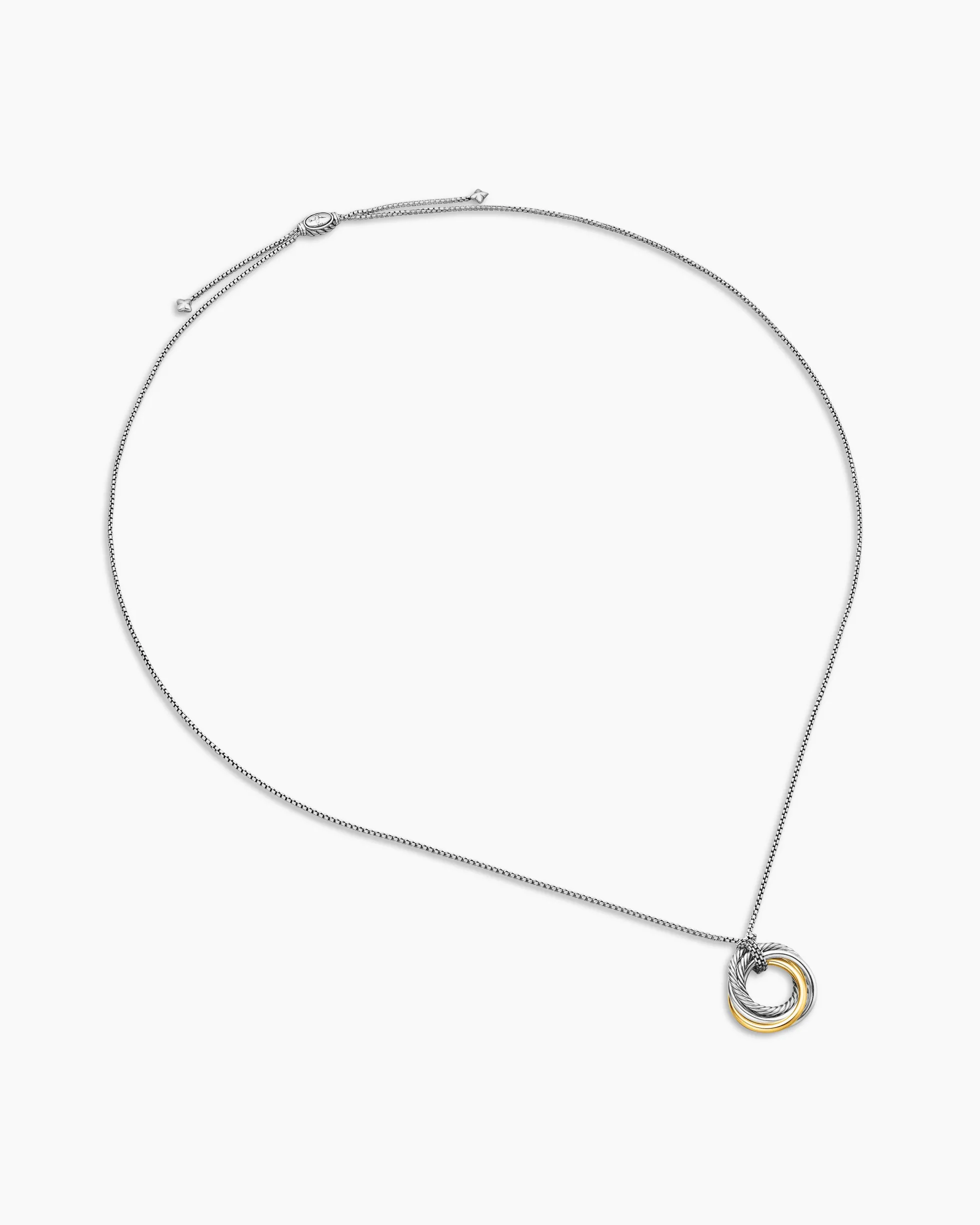 Crossover Pendant Necklace Sterling Silver with 14K Yellow Gold, 28mm