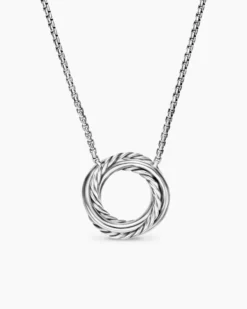 Crossover Pendant Necklace Sterling Silver with 18K Yellow Gold and Diamonds, 14.5mm