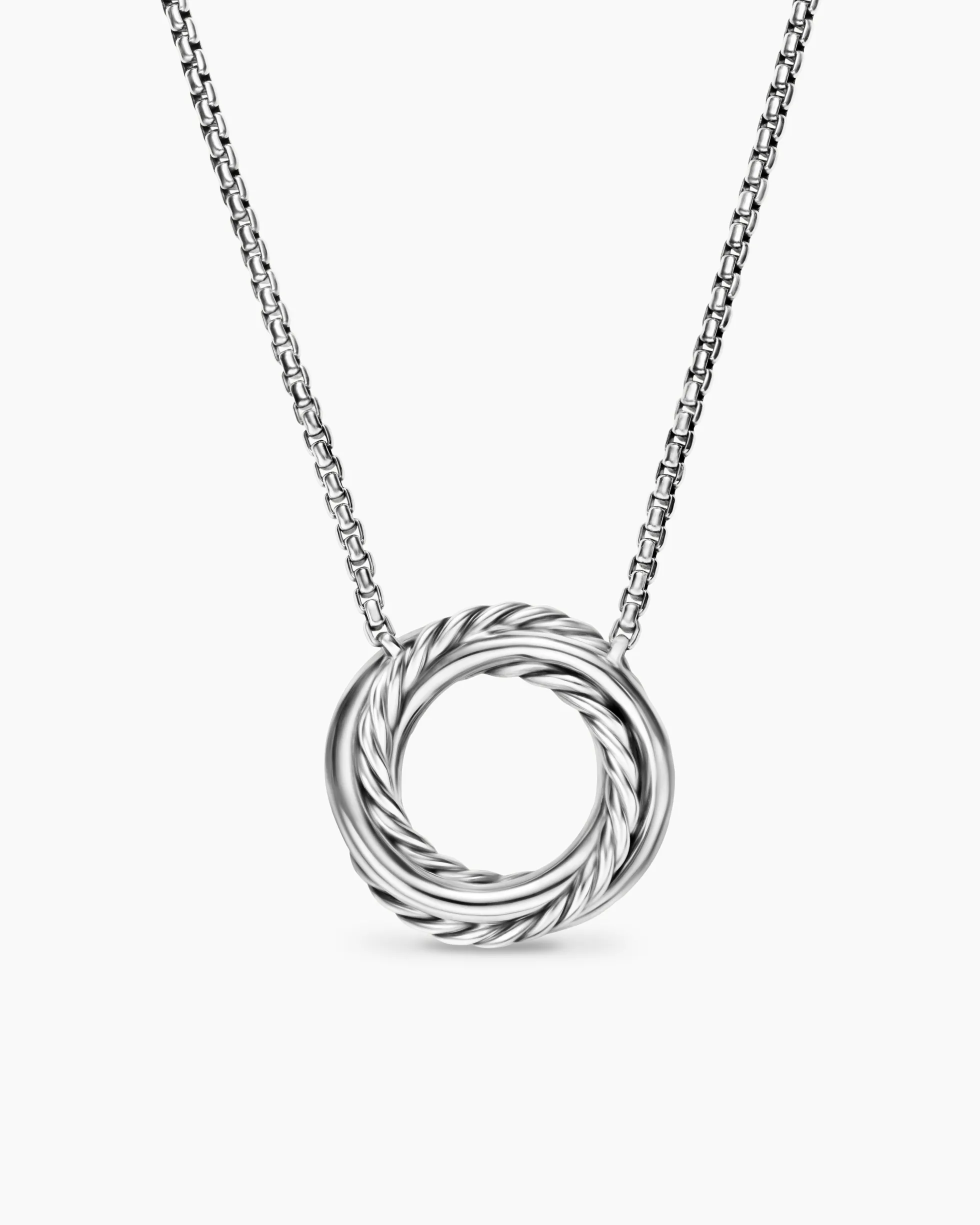 Crossover Pendant Necklace Sterling Silver with 18K Yellow Gold and Diamonds, 14.5mm