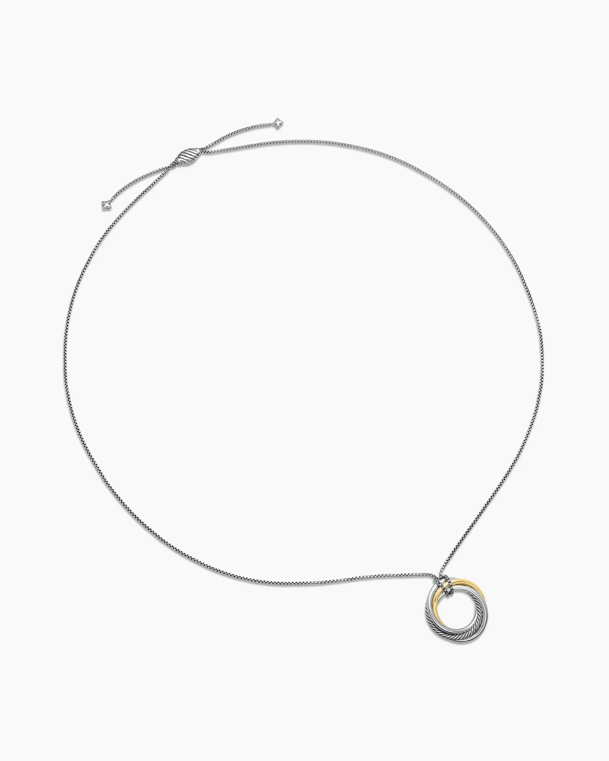 Crossover Pendant Necklace Sterling Silver with 14K Yellow Gold, 37mm