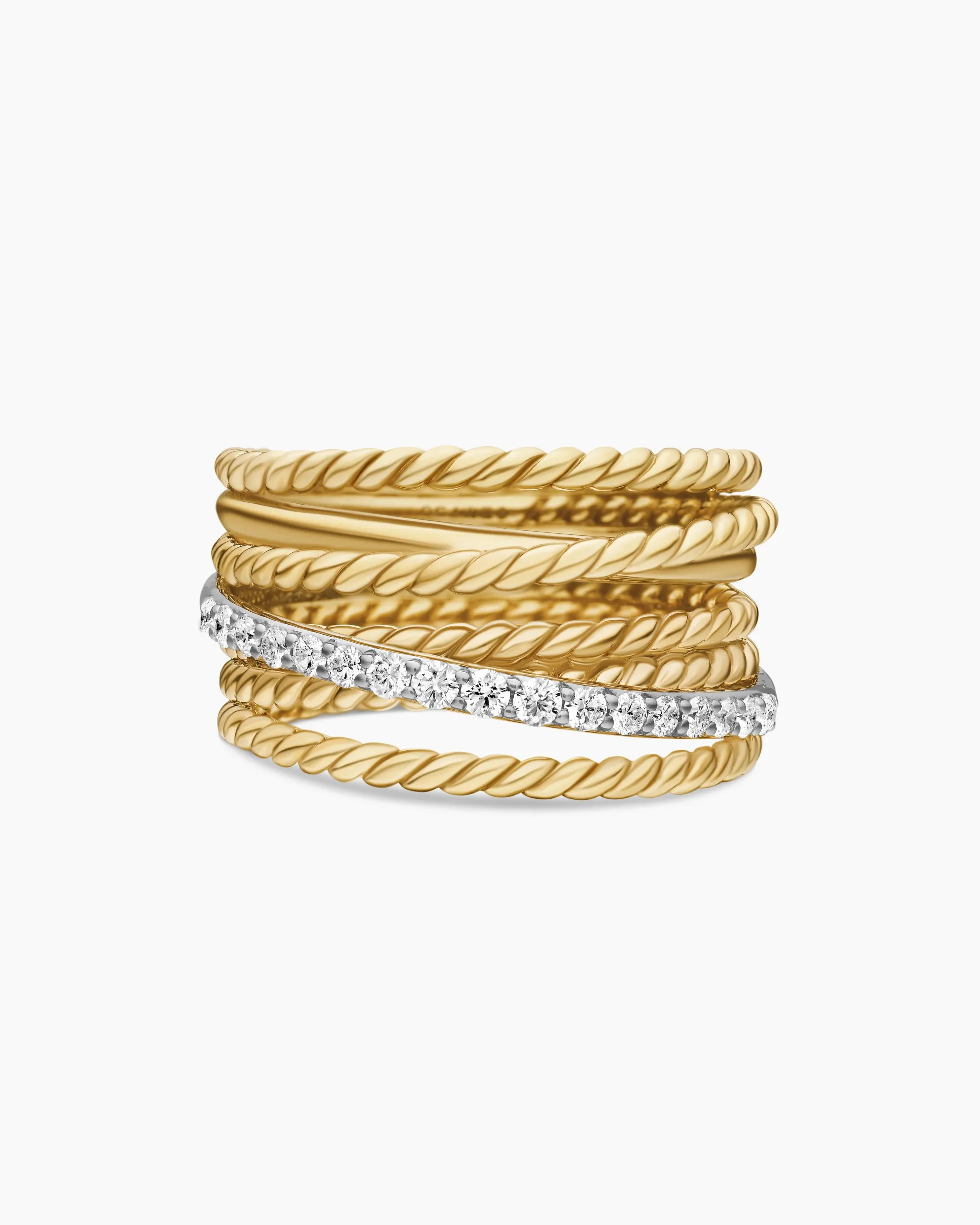 Crossover Ring 18K Yellow Gold with Diamonds, 12mm