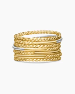 Crossover Ring 18K Yellow Gold with Diamonds, 12mm