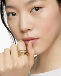 Crossover Ring 18K Yellow Gold with Diamonds, 12mm