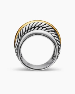 Crossover Ring Sterling Silver with 14K Yellow Gold, 14.7mm