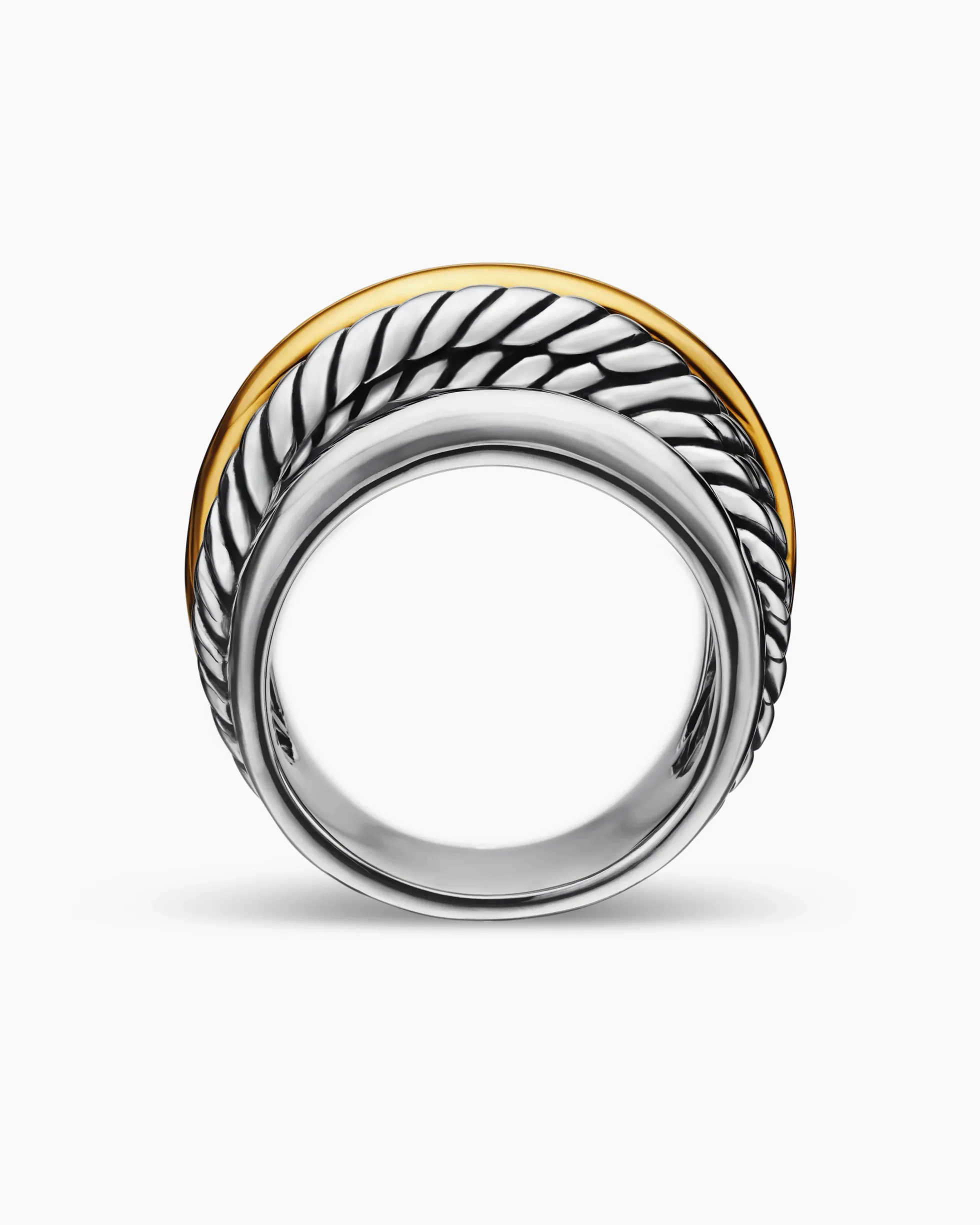 Crossover Ring Sterling Silver with 14K Yellow Gold, 14.7mm