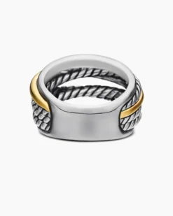 Crossover Ring Sterling Silver with 14K Yellow Gold, 14.7mm