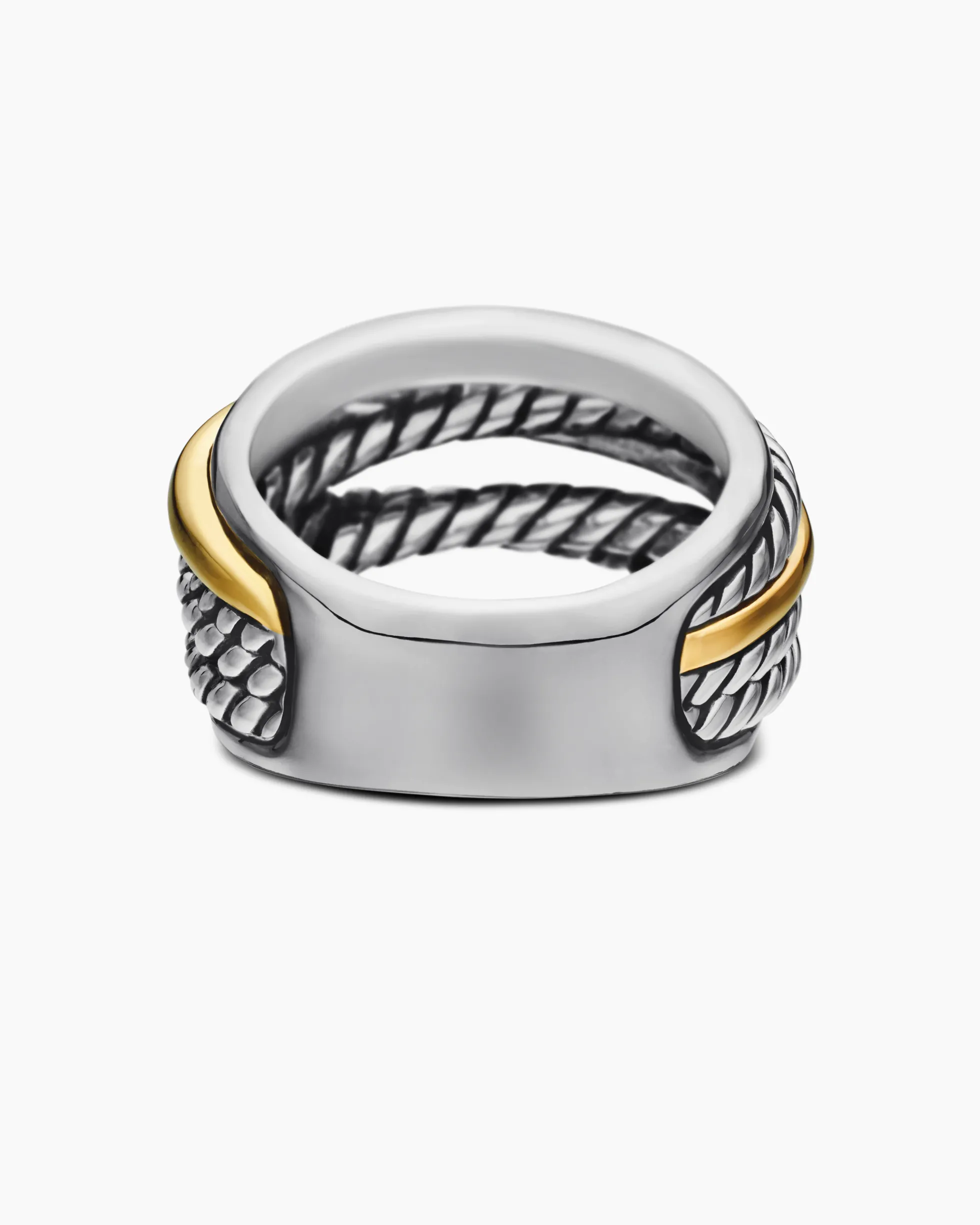 Crossover Ring Sterling Silver with 14K Yellow Gold, 14.7mm