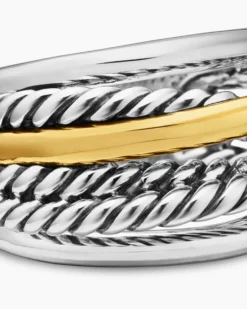 Crossover Ring Sterling Silver with 14K Yellow Gold, 14.7mm