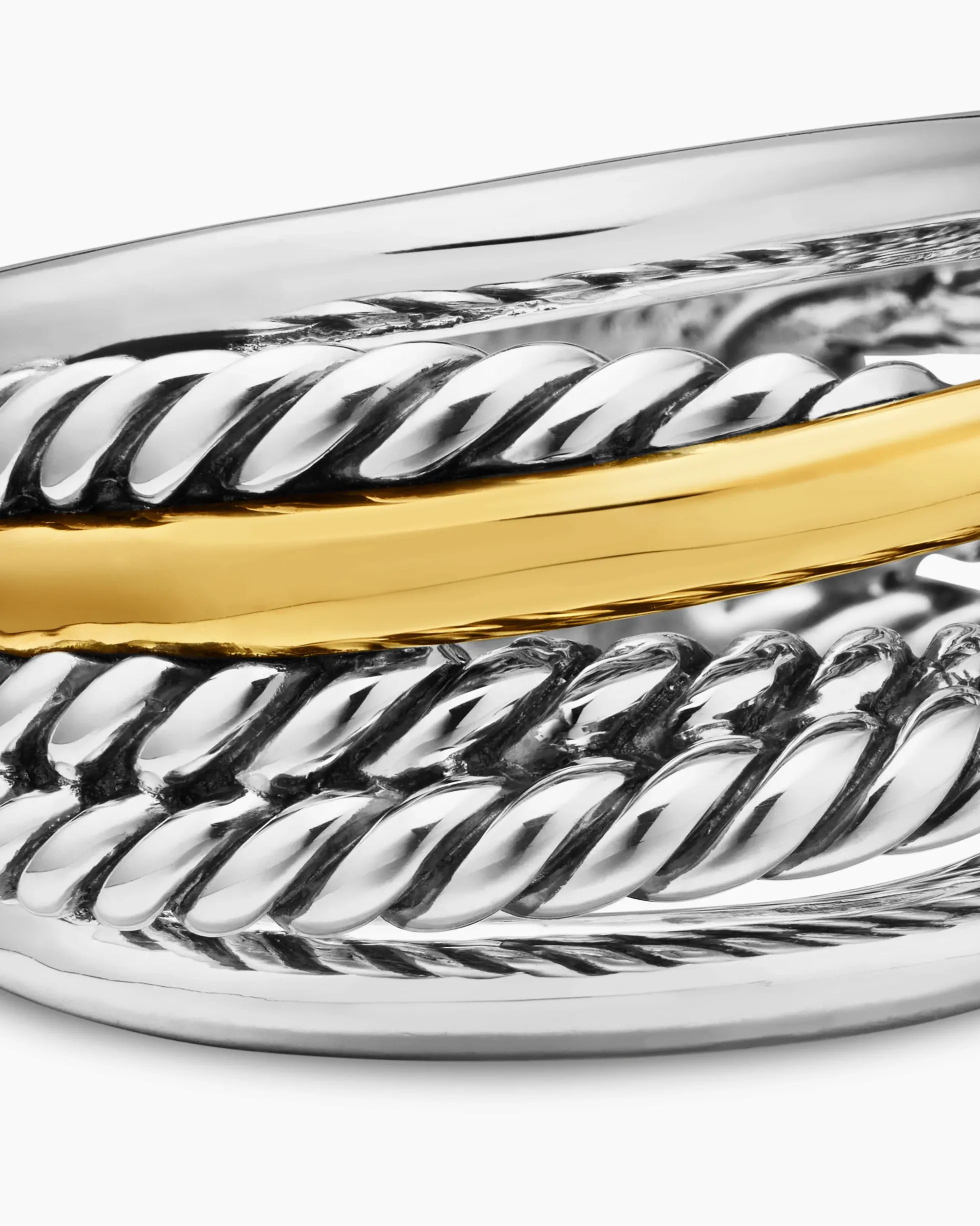 Crossover Ring Sterling Silver with 14K Yellow Gold, 14.7mm