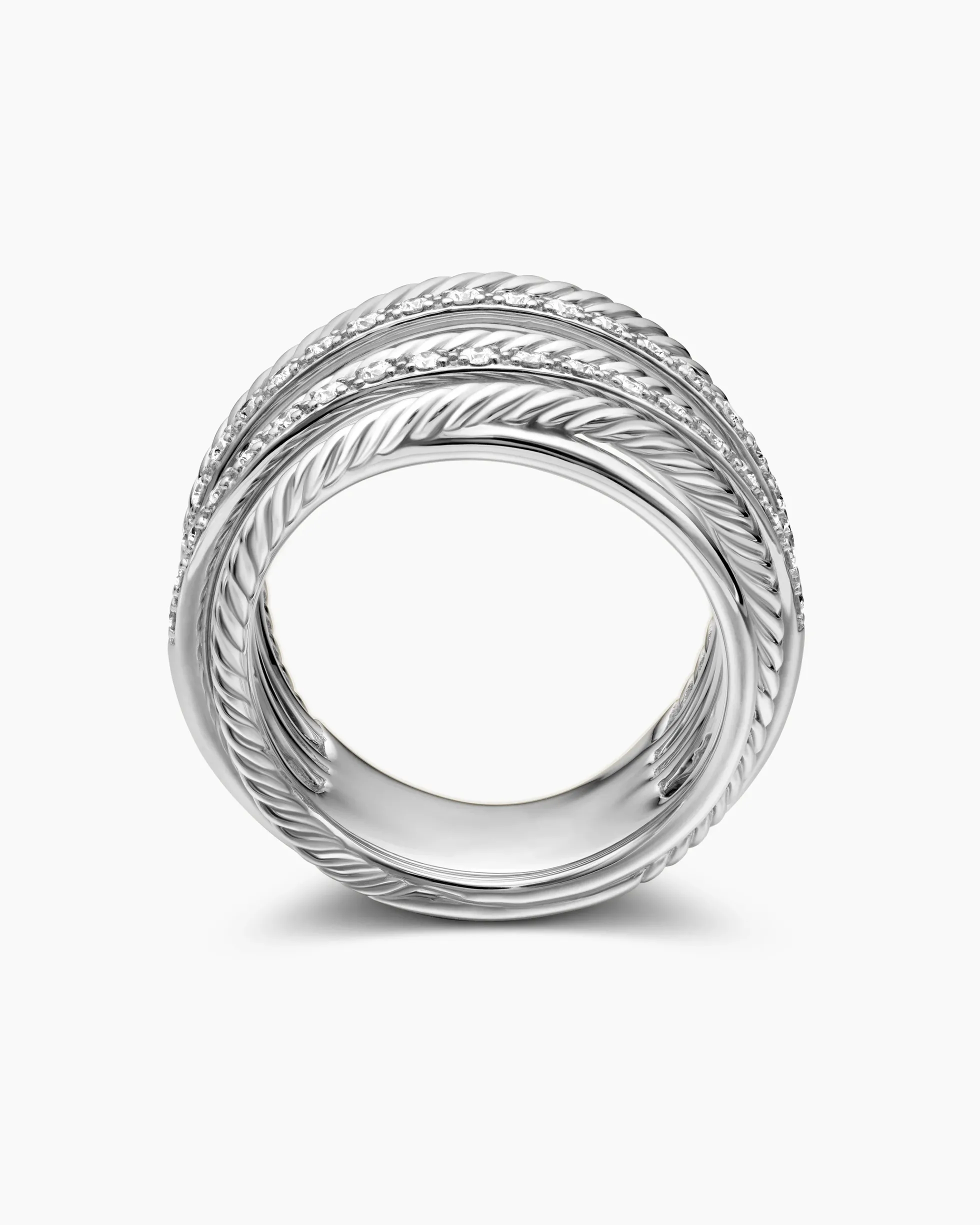 Crossover Ring Sterling Silver with Diamonds, 17.8mm