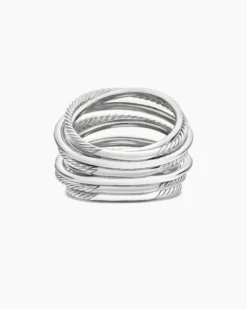 Crossover Ring Sterling Silver with Diamonds, 17.8mm