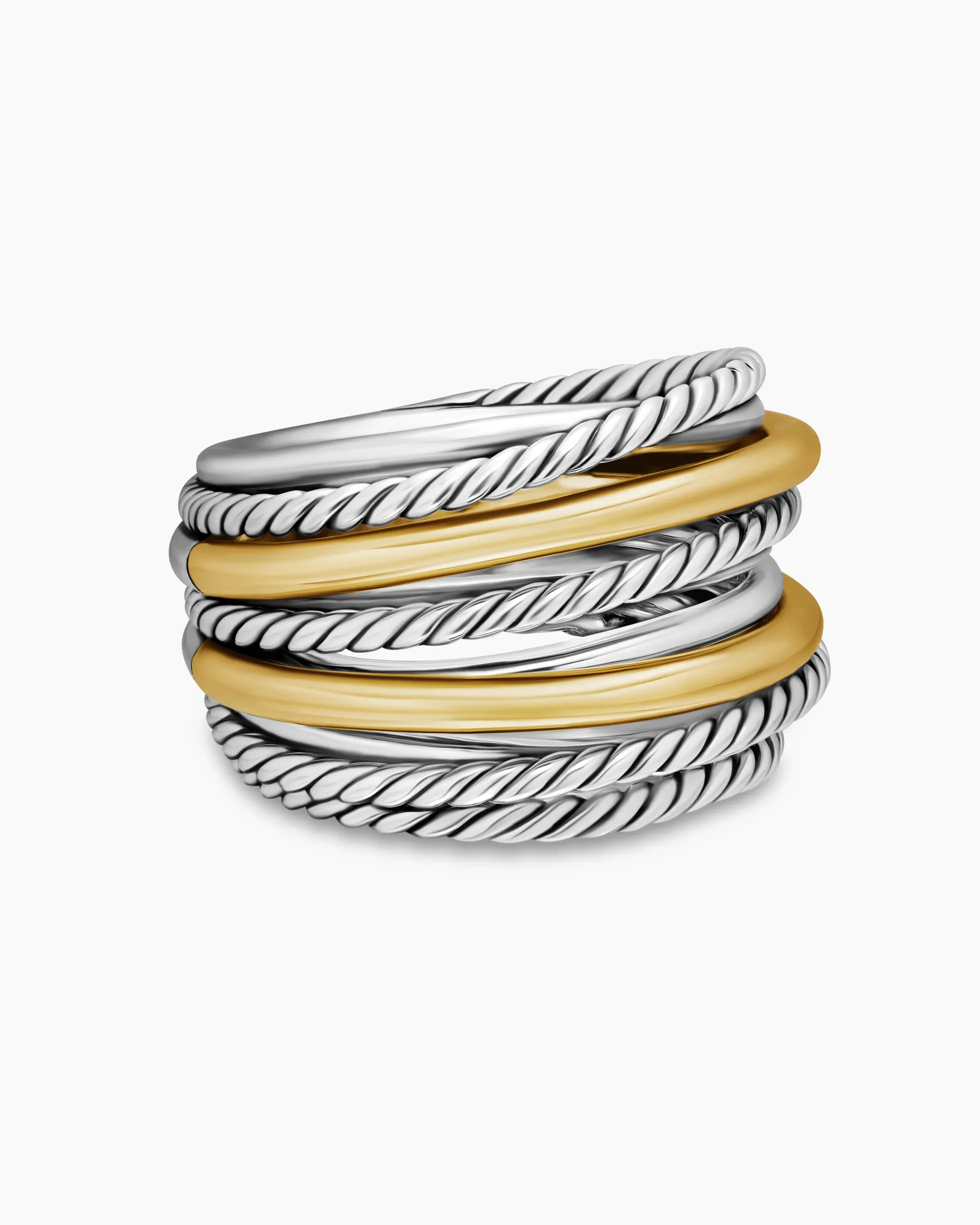 Crossover Ring Sterling Silver with 18K Yellow Gold, 17.8mm
