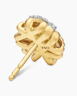 Crossover Stud Earrings 18K Yellow Gold with Diamonds, 11mm