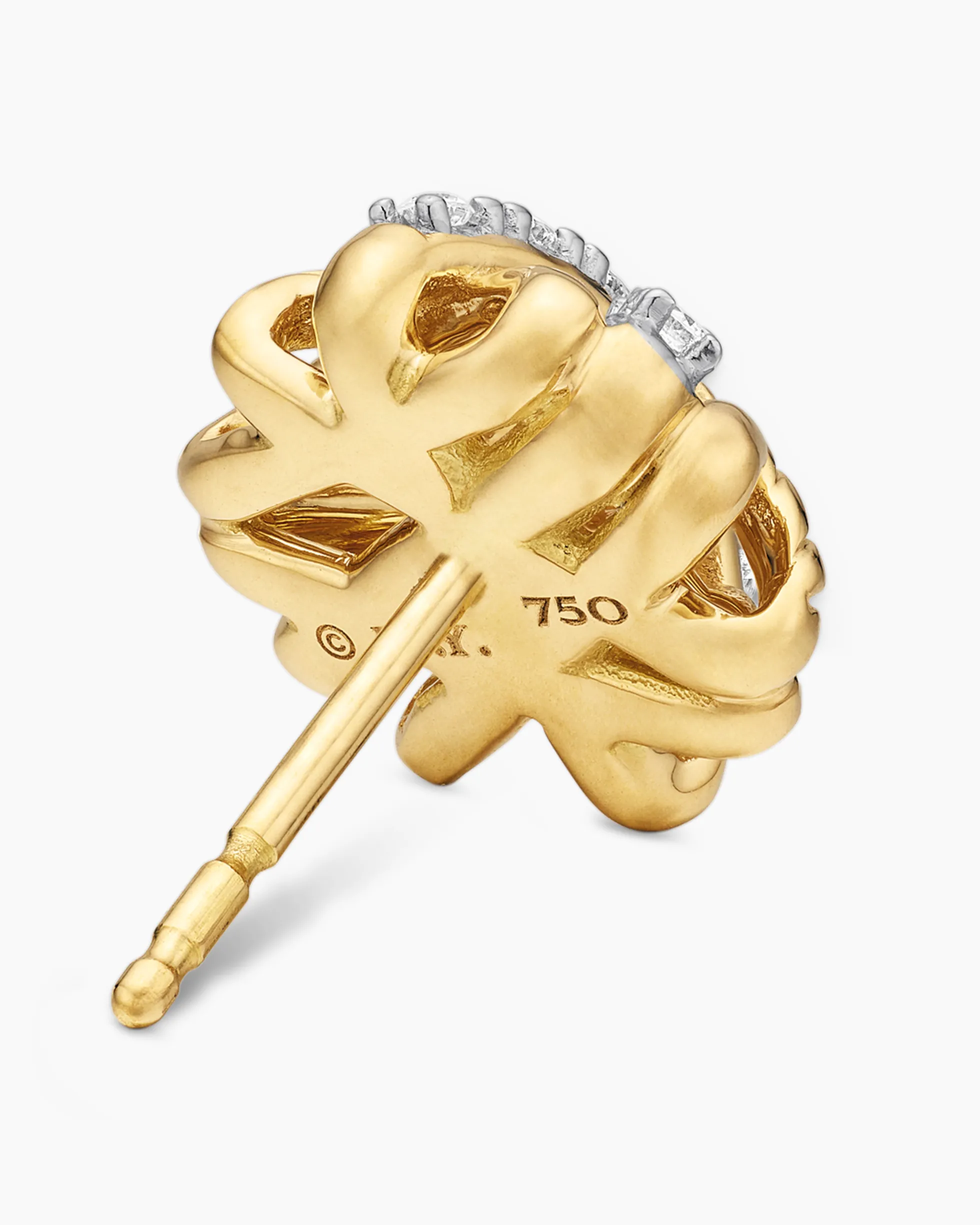 Crossover Stud Earrings 18K Yellow Gold with Diamonds, 11mm