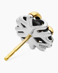 Crossover Stud Earrings Sterling Silver with 18K Yellow Gold, 11mm