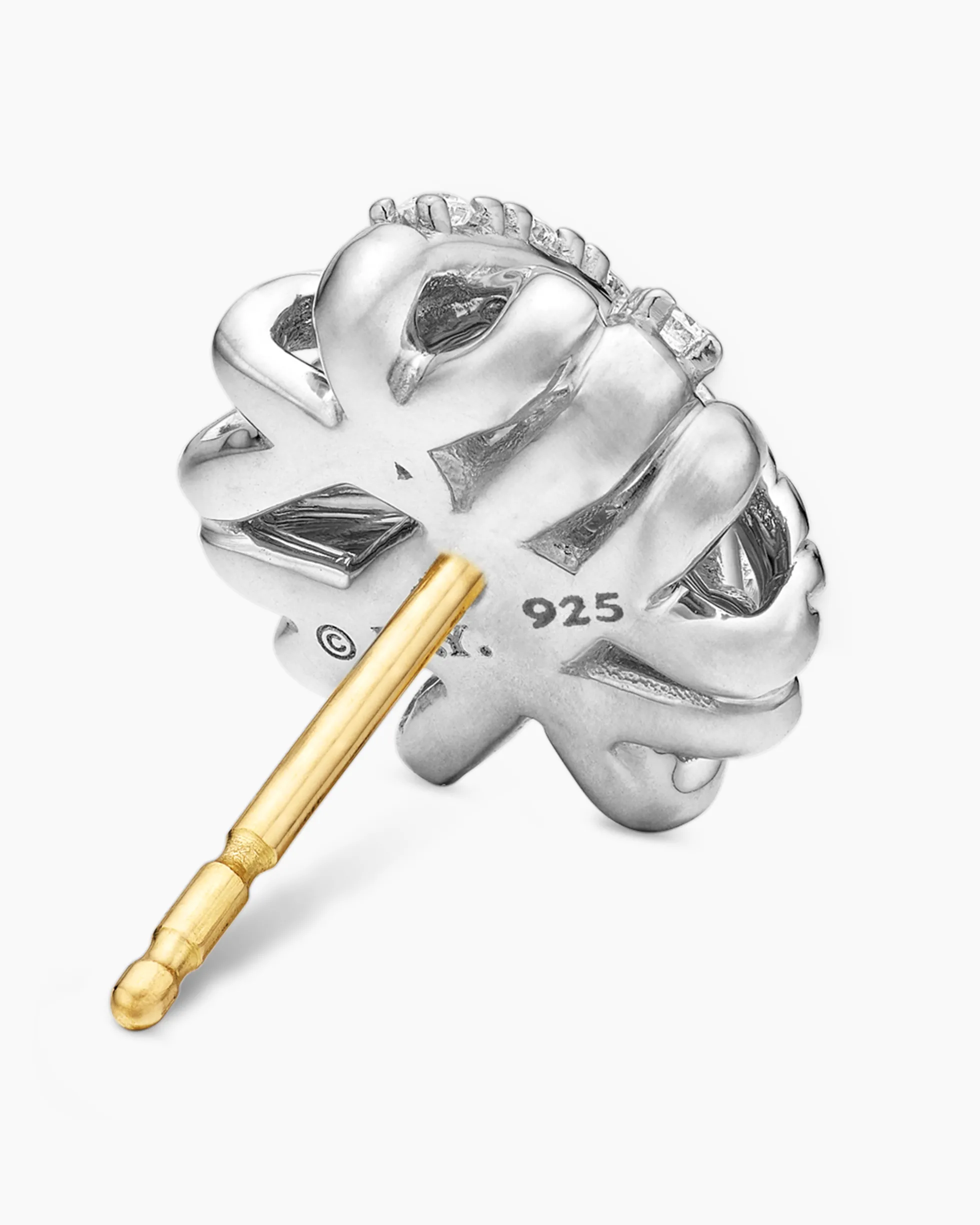 Crossover Stud Earrings Sterling Silver with Diamonds, 11mm