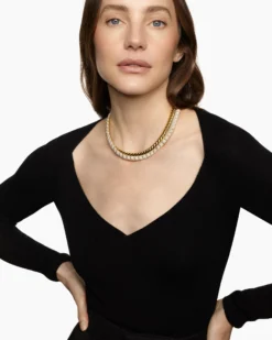 Crossover Trio Collar Necklace 18K Yellow Gold with Diamonds, 16.5mm