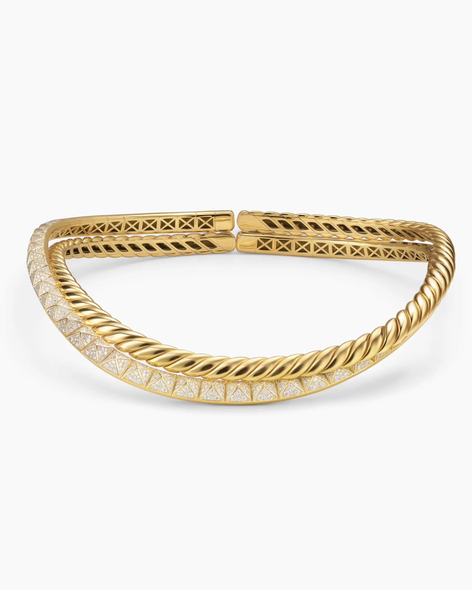 Crossover Trio Collar Necklace 18K Yellow Gold with Diamonds, 16.5mm