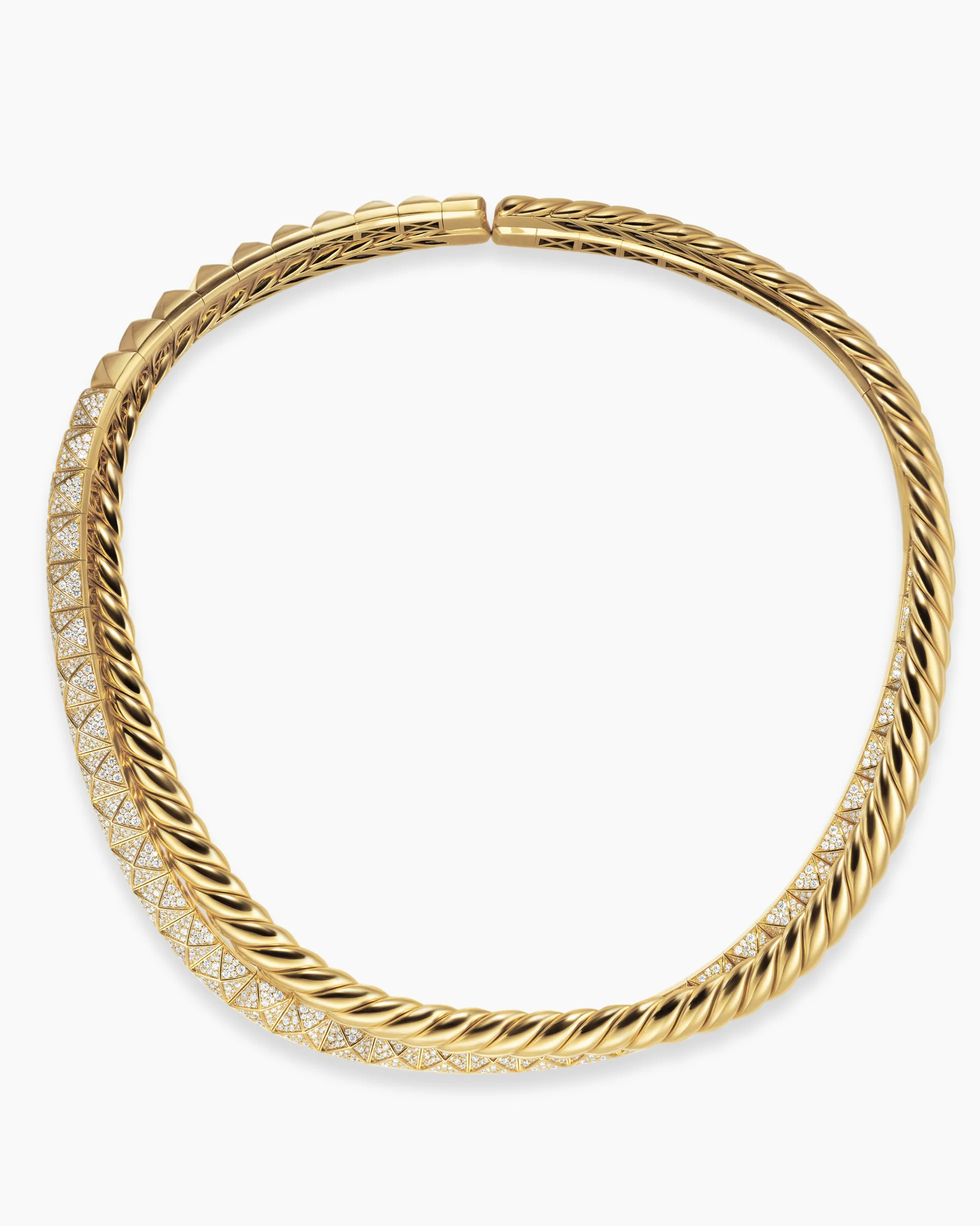 Crossover Trio Collar Necklace 18K Yellow Gold with Diamonds, 16.5mm