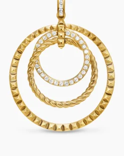 Crossover Trio Drop Earrings 18K Yellow Gold with Diamonds, 35mm