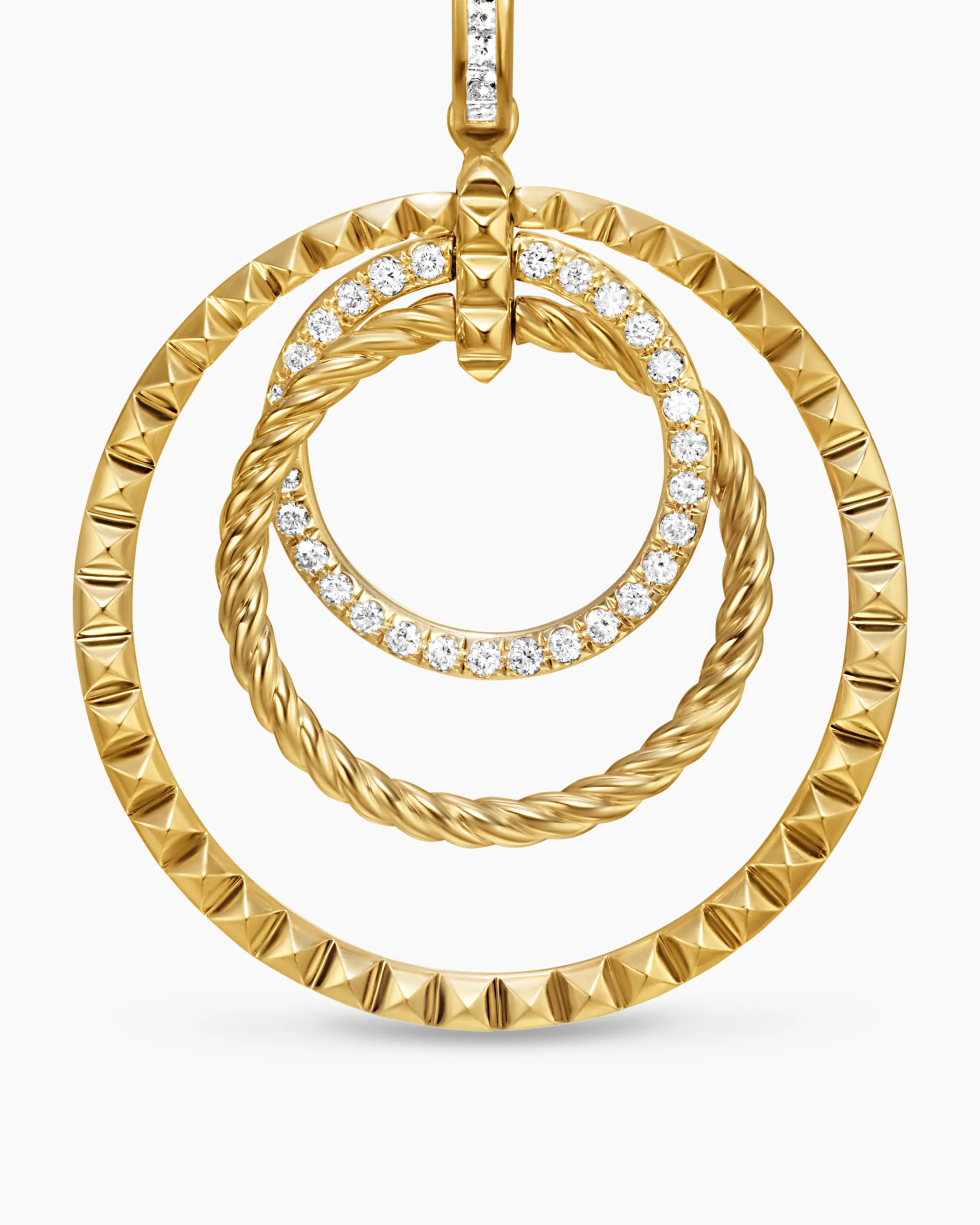 Crossover Trio Drop Earrings 18K Yellow Gold with Diamonds, 35mm