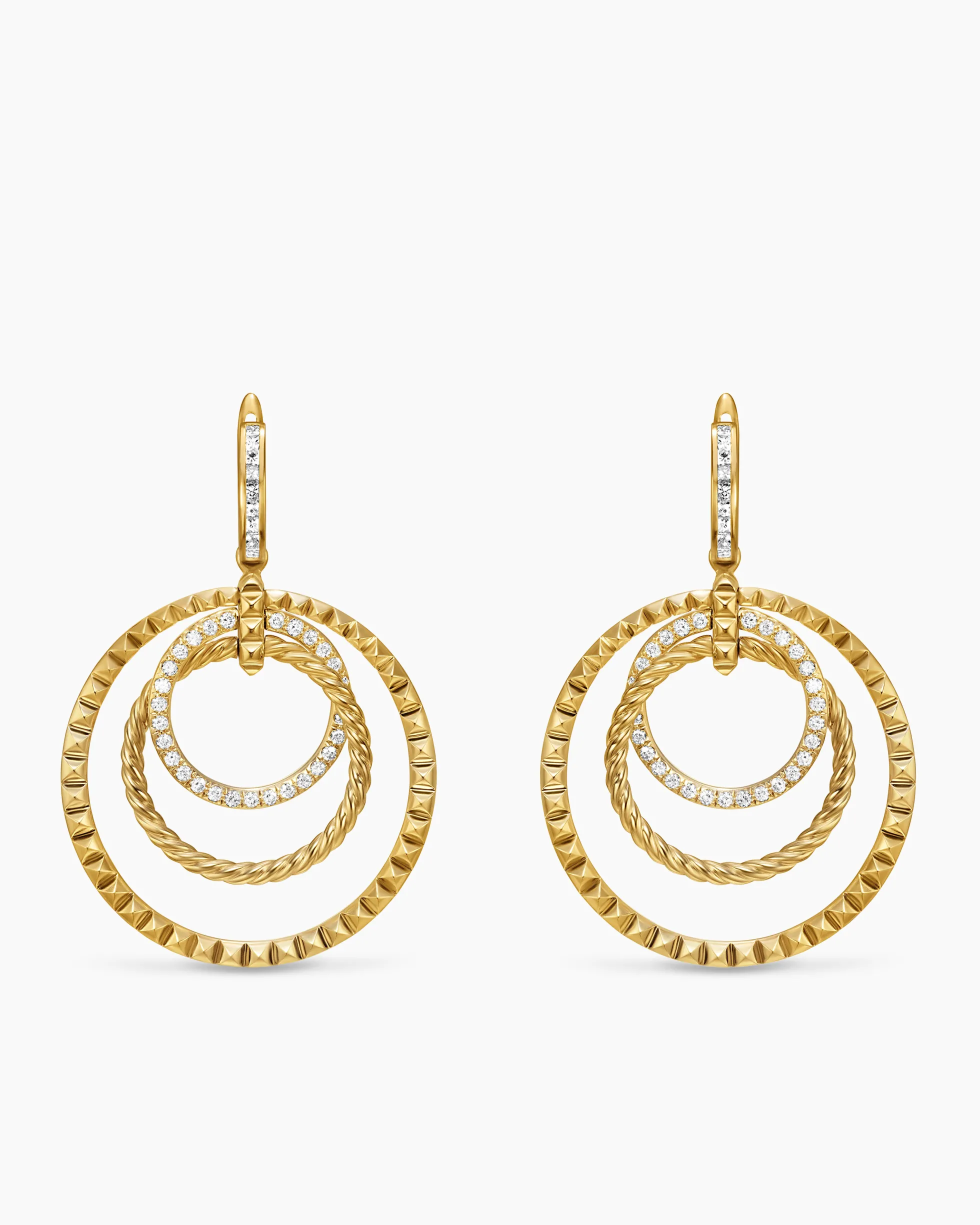 Crossover Trio Drop Earrings 18K Yellow Gold with Diamonds, 35mm