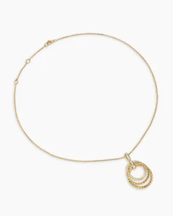 Crossover Trio Pendant Necklace 18K Yellow Gold with Diamonds, 24mm