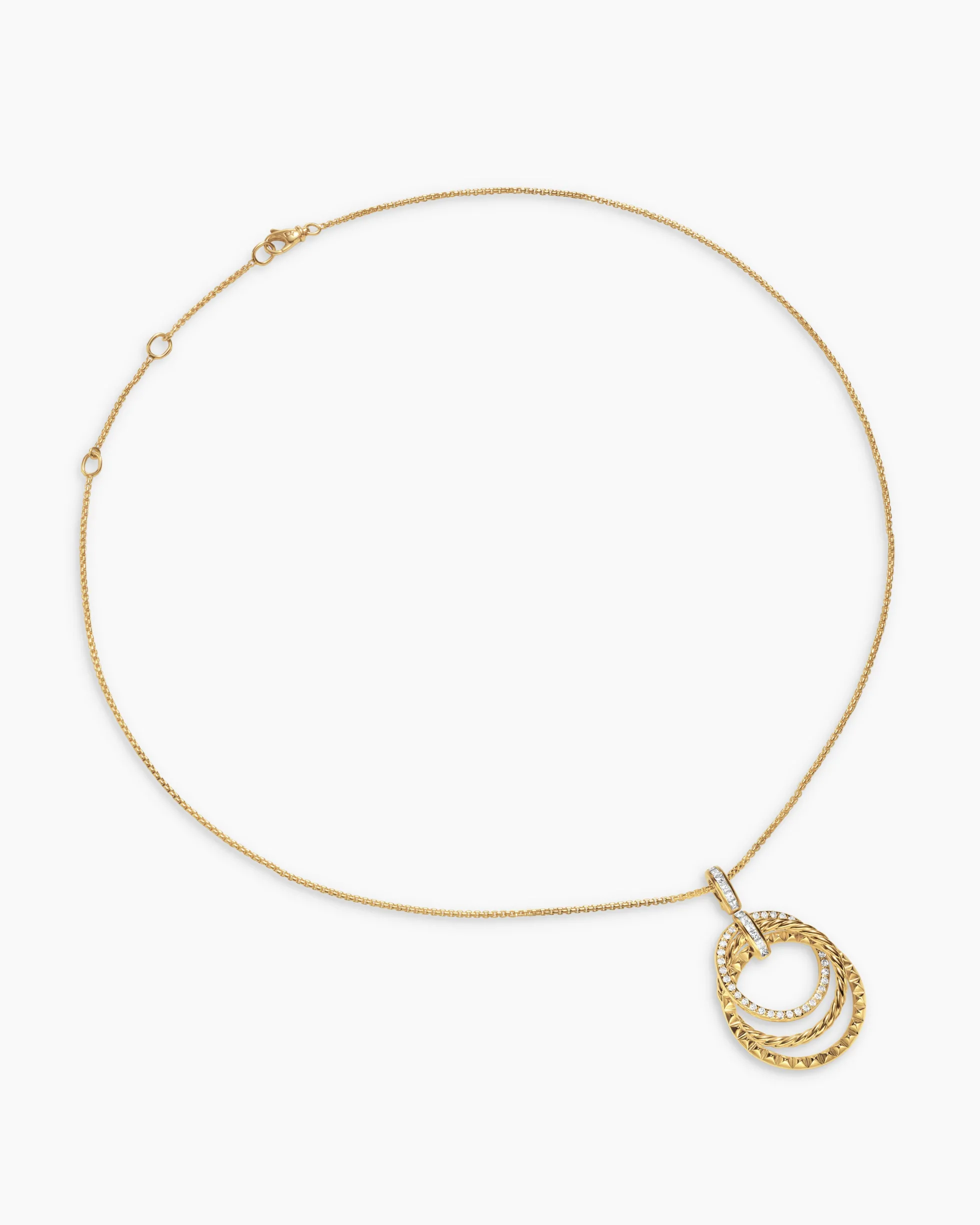 Crossover Trio Pendant Necklace 18K Yellow Gold with Diamonds, 24mm