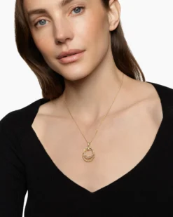 Crossover Trio Pendant Necklace 18K Yellow Gold with Diamonds, 24mm
