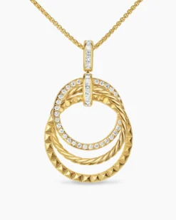Crossover Trio Pendant Necklace 18K Yellow Gold with Diamonds, 24mm