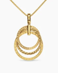 Crossover Trio Pendant Necklace 18K Yellow Gold with Diamonds, 24mm