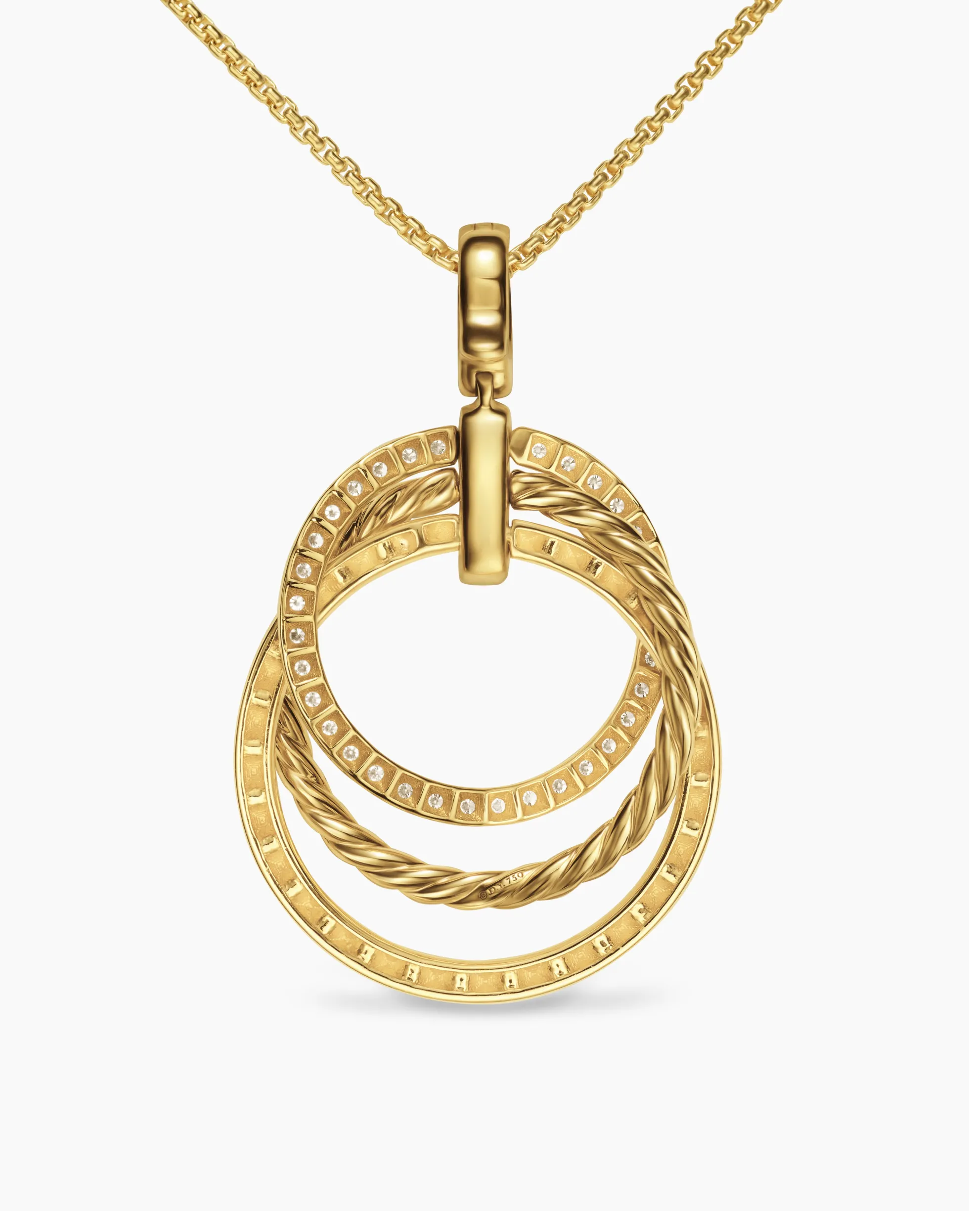 Crossover Trio Pendant Necklace 18K Yellow Gold with Diamonds, 24mm