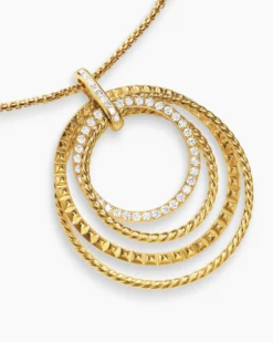 Crossover Trio Pendant Necklace 18K Yellow Gold with Diamonds, 39.5mm