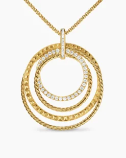 Crossover Trio Pendant Necklace 18K Yellow Gold with Diamonds, 39.5mm