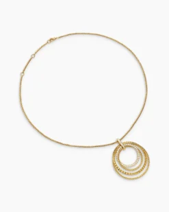 Crossover Trio Pendant Necklace 18K Yellow Gold with Diamonds, 39.5mm