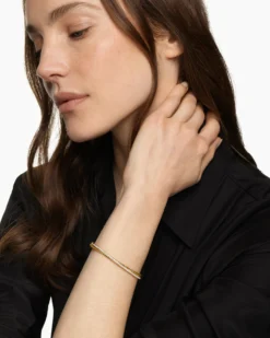 Crossover Two Row Bracelet 18K Yellow Gold with Diamonds, 6mm