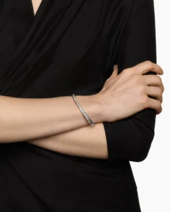 Crossover Two Row Bracelet Sterling Silver with Diamonds, 6mm