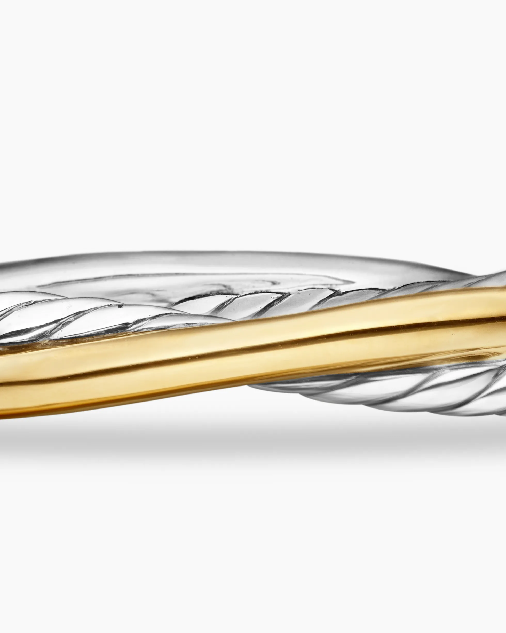 Crossover Two Row Cuff Bracelet Sterling Silver with 18K Yellow Gold, 5mm