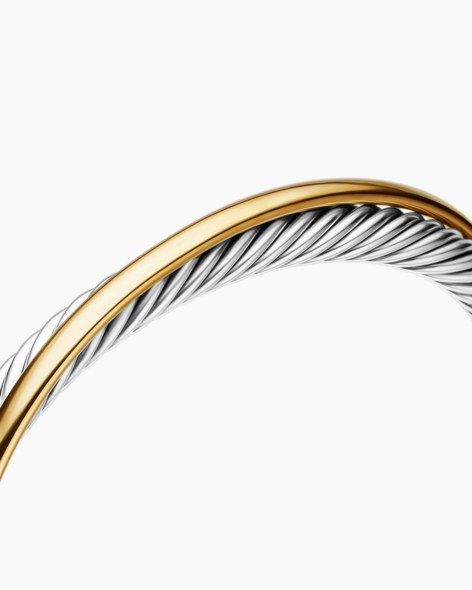 Crossover Two Row Cuff Bracelet Sterling Silver with 18K Yellow Gold, 5mm