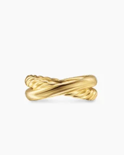 Crossover Two Row Ring 18K Yellow Gold with Diamonds, 7.4mm