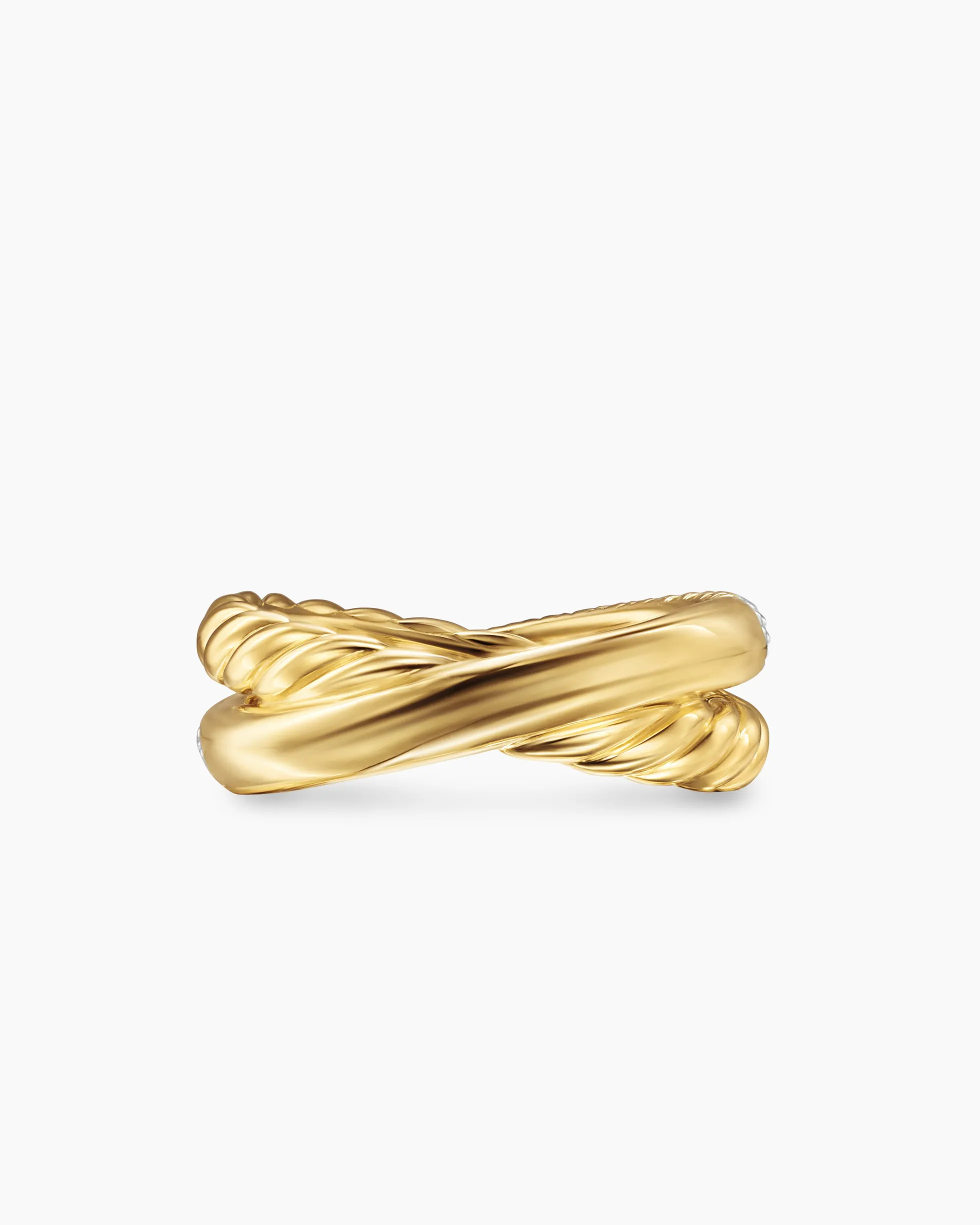 Crossover Two Row Ring 18K Yellow Gold with Diamonds, 7.4mm