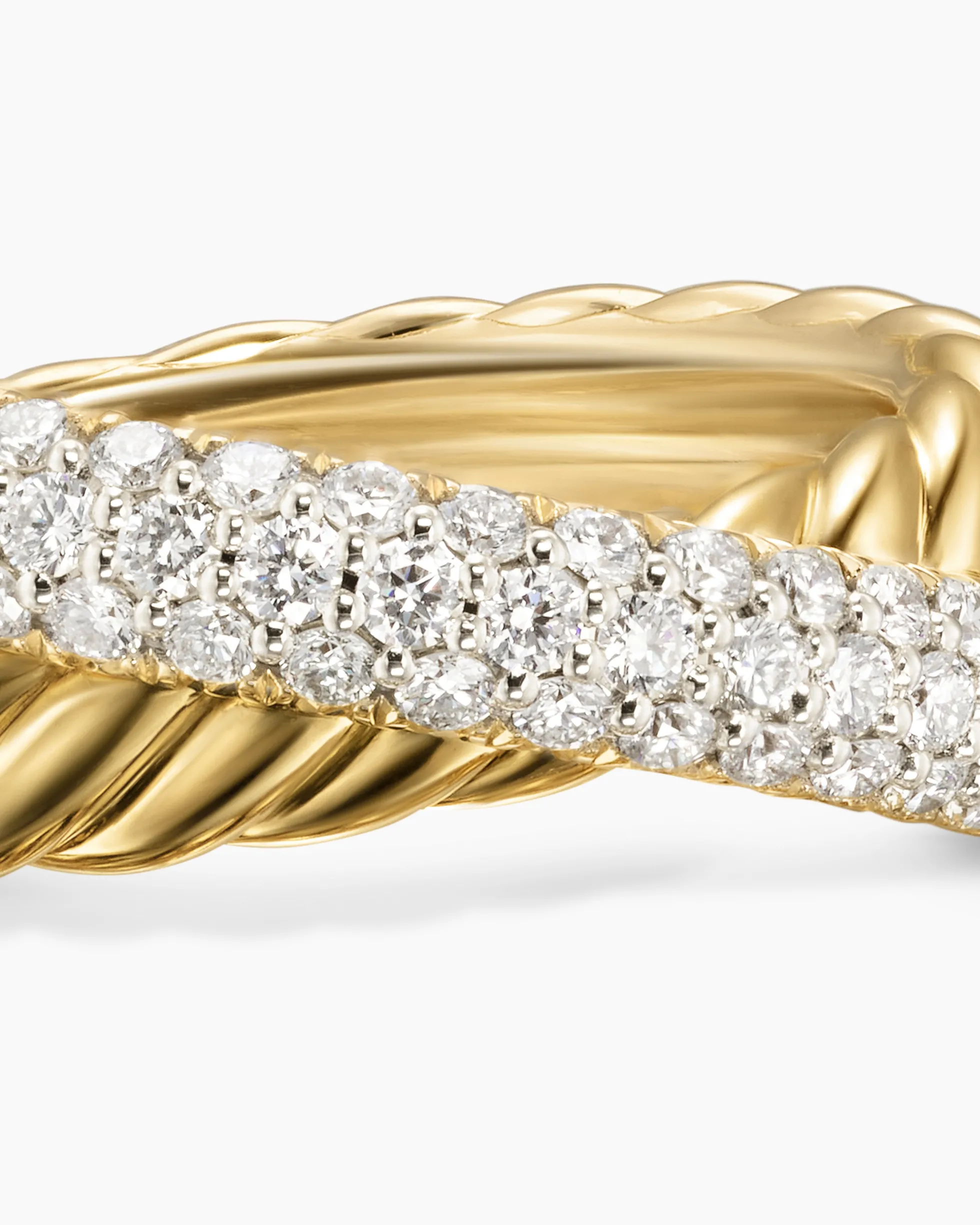 Crossover Two Row Ring 18K Yellow Gold with Diamonds, 7.4mm