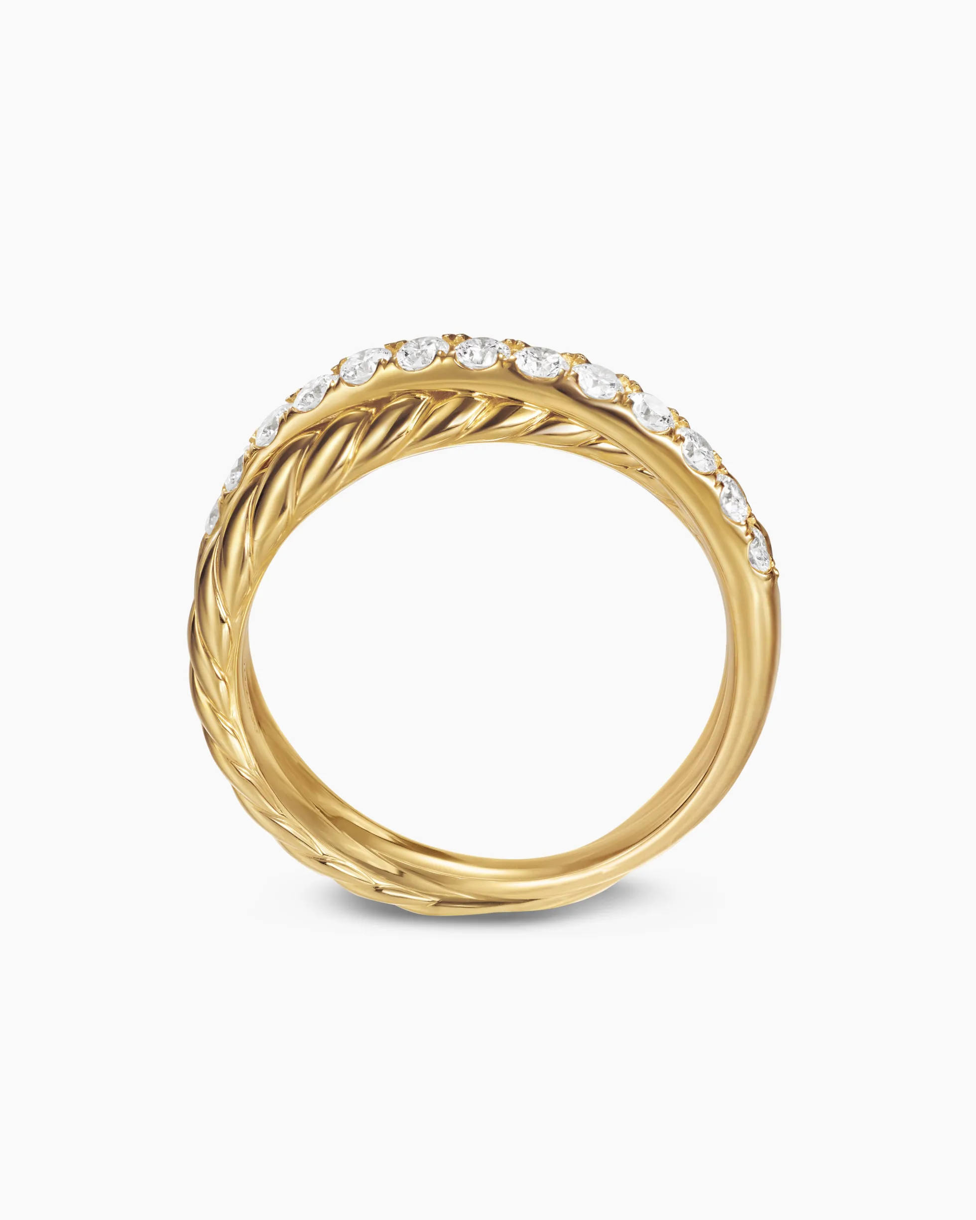 Crossover Two Row Ring 18K Yellow Gold with Diamonds, 5mm