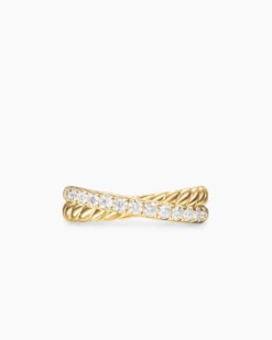 Crossover Two Row Ring 18K Yellow Gold with Diamonds, 5mm