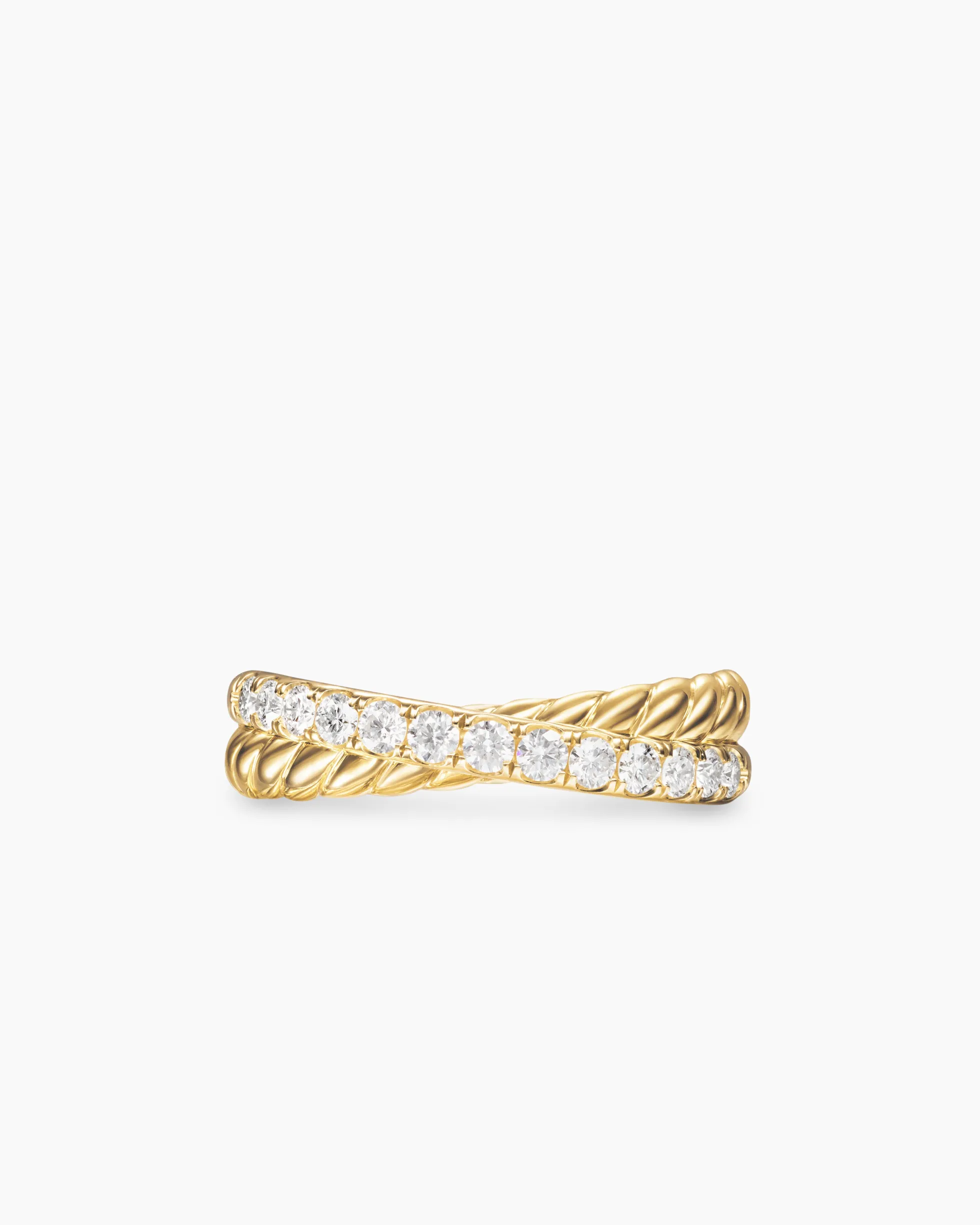 Crossover Two Row Ring 18K Yellow Gold with Diamonds, 5mm