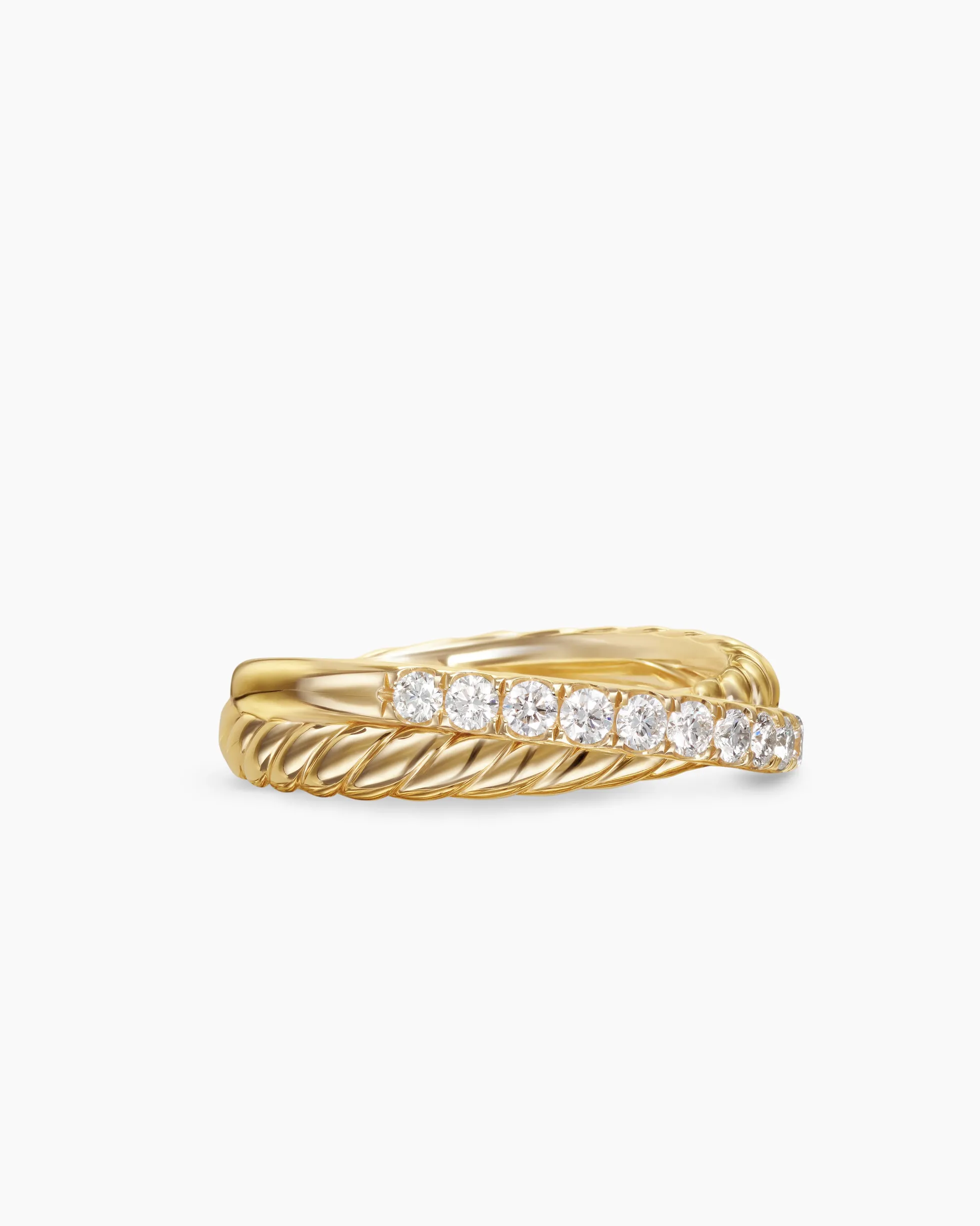Crossover Two Row Ring 18K Yellow Gold with Diamonds, 5mm